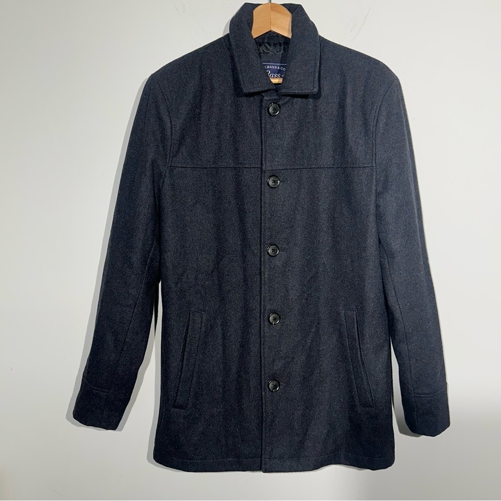 GH BASS CO Men’s Jacket Coat Dark Gray Wool Blend Heavy Warm Size SMALL